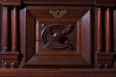 Lot 33 - A Charles II oak enclosed chest of drawers