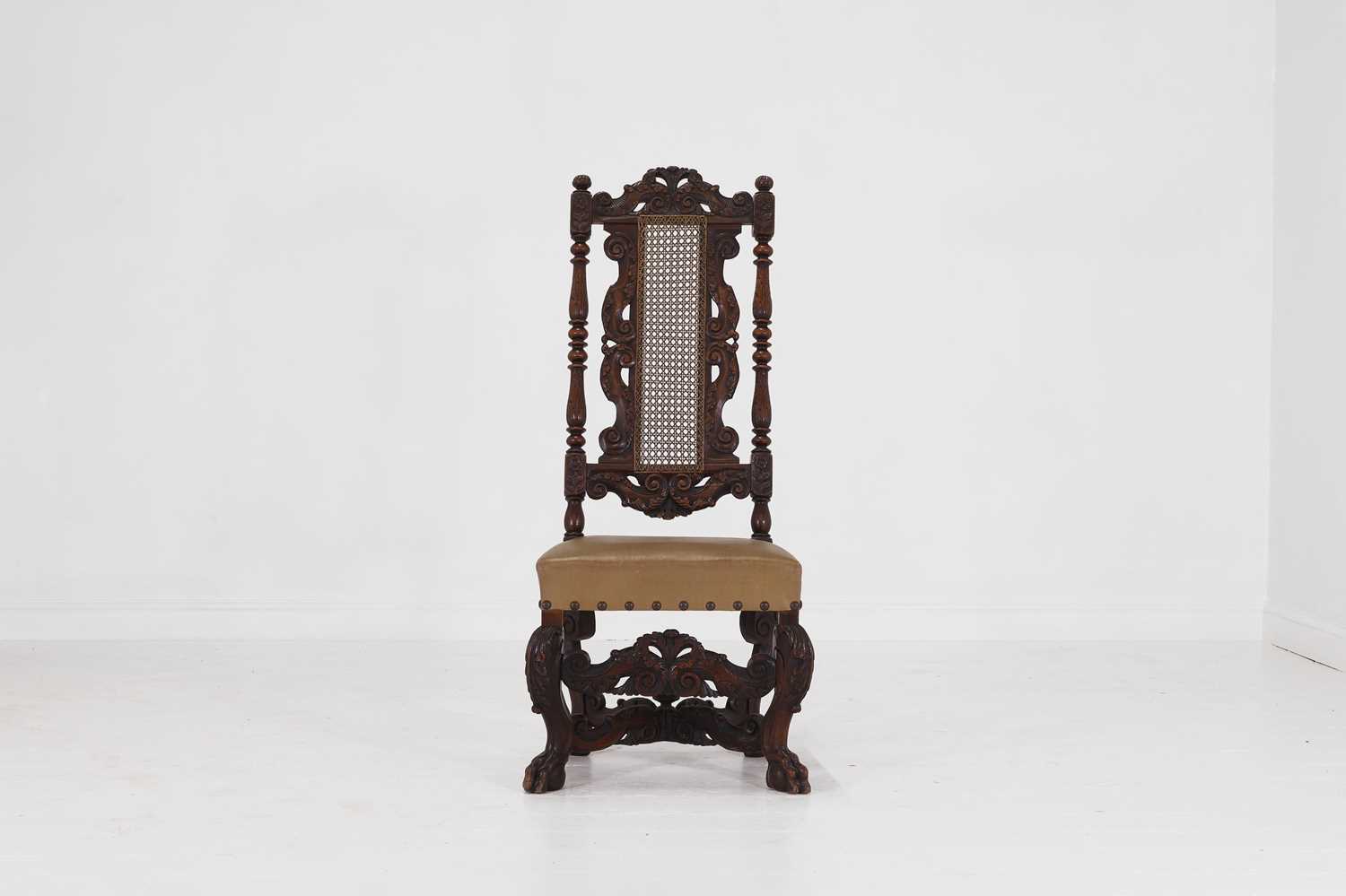 Lot 17 - A baroque-style carved walnut side chair