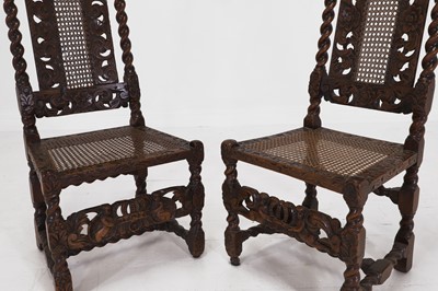 Lot 40 - A near pair of carved walnut side chairs