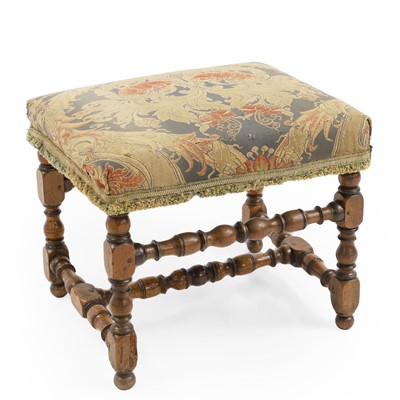 Lot 371 - A walnut framed upholstered stool