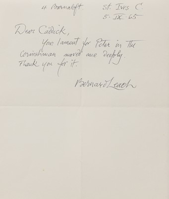 Lot 171 - A series of letters from Bernard Leach (1887-1979)