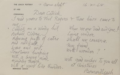 Lot 171 - A series of letters from Bernard Leach (1887-1979)