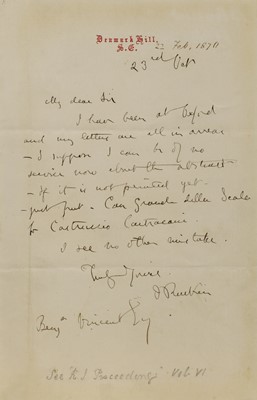 Lot 257 - John Ruskin (1819-1900)