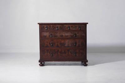 Lot 153 - A William and Mary oyster-veneered olivewood, walnut and fruitwood chest of drawers