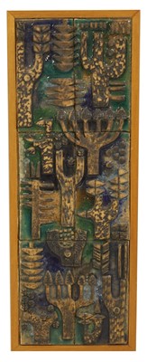 Lot 114 - A large ceramic studio pottery panel by Phyl Thomas