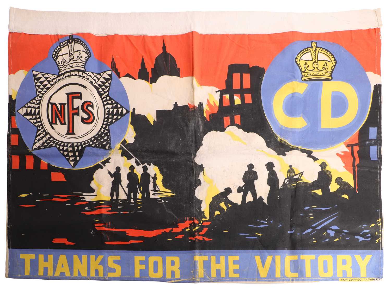 Lot 245 - A Second World War National Fire Service and Civil Defence flag or banner