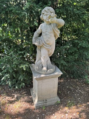 Lot 607 - Three reconstituted stone putti