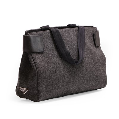 Lot 1449 - A Prada charcoal grey wool tote bag