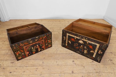 Lot 497 - Two export lacquered camphor wood chests