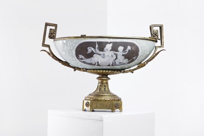Lot 226 - A gilt-metal mounted pâte-sur-pâte porcelain footed bowl