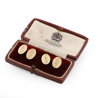Lot 514 - A pair of 9ct gold cufflinks, by Asprey
