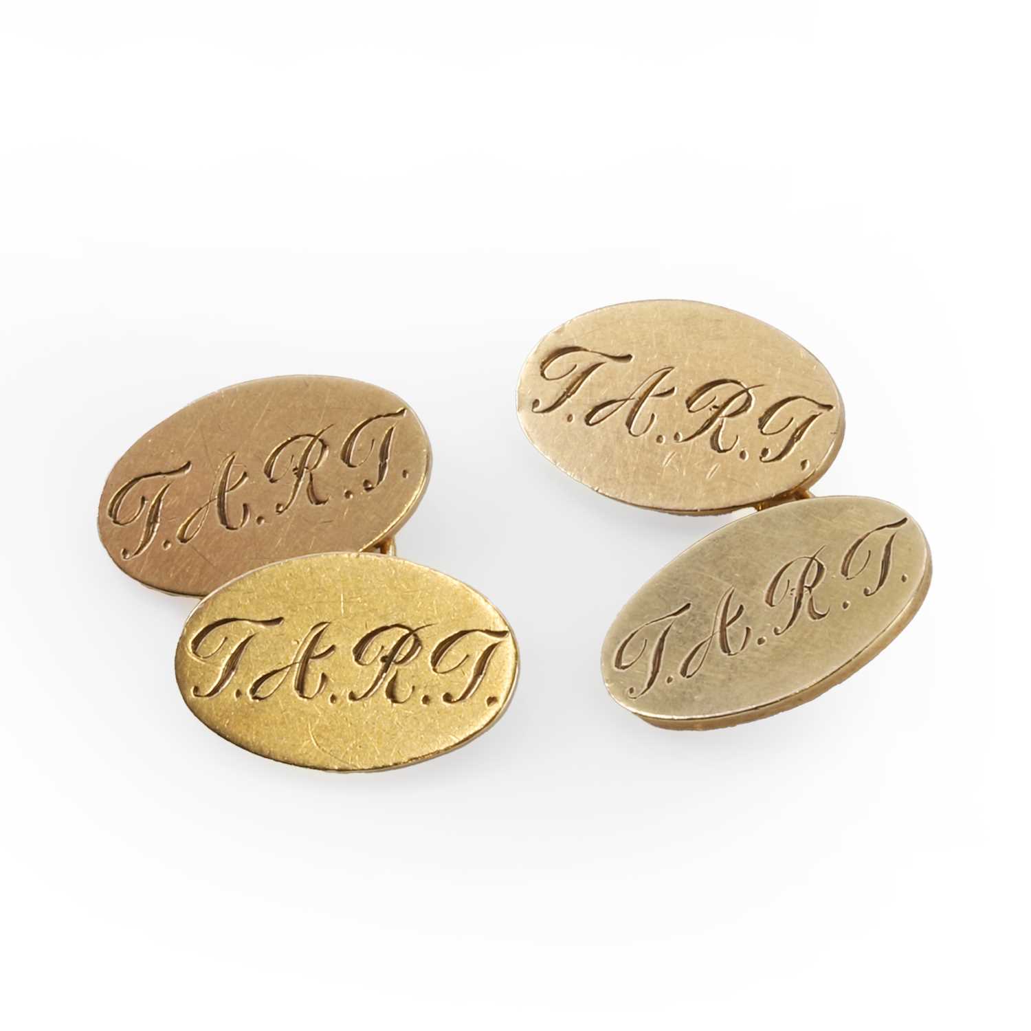 Lot 514 - A pair of 9ct gold cufflinks, by Asprey