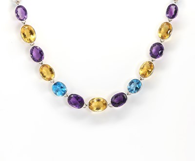 Lot 262 - A silver multi-gem necklace