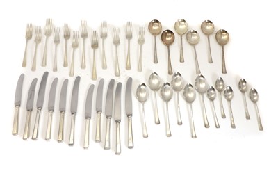 Lot 55 - A silver Harley pattern canteen of cutlery