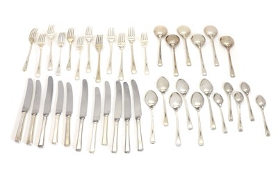 Lot 55 - A silver Harley pattern canteen of cutlery