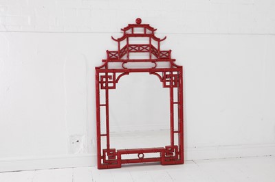 Lot 489 - A lacquered faux bamboo chinoiserie mirror by Vicky Yao