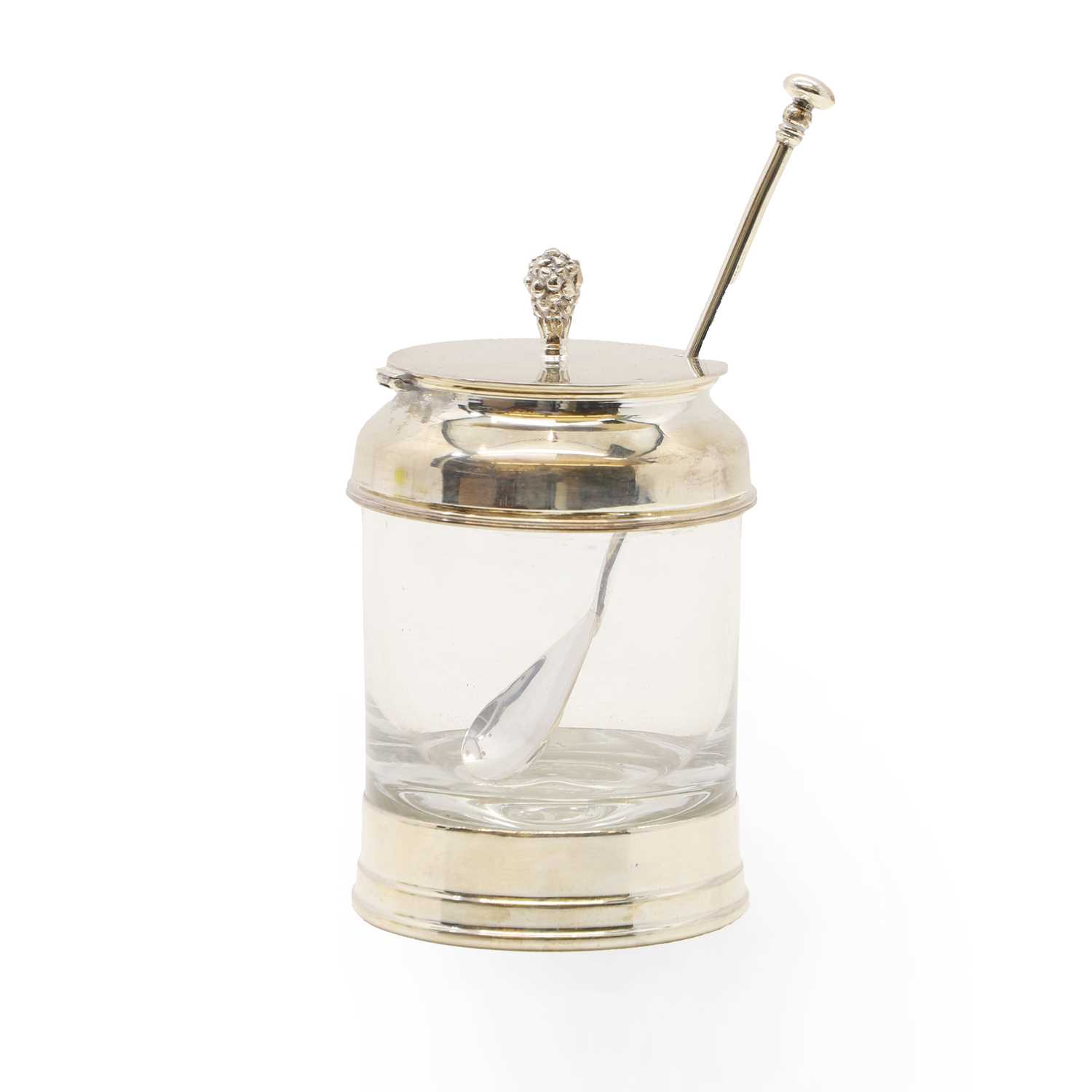 Lot 30 - A modern silver mounted preserve pot and cover