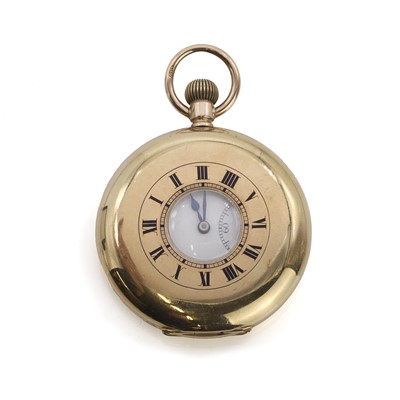 Lot 548 - A 9ct gold side wind half hunter pocket watch