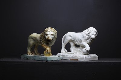 Lot 388 - Two pearlware Medici lions