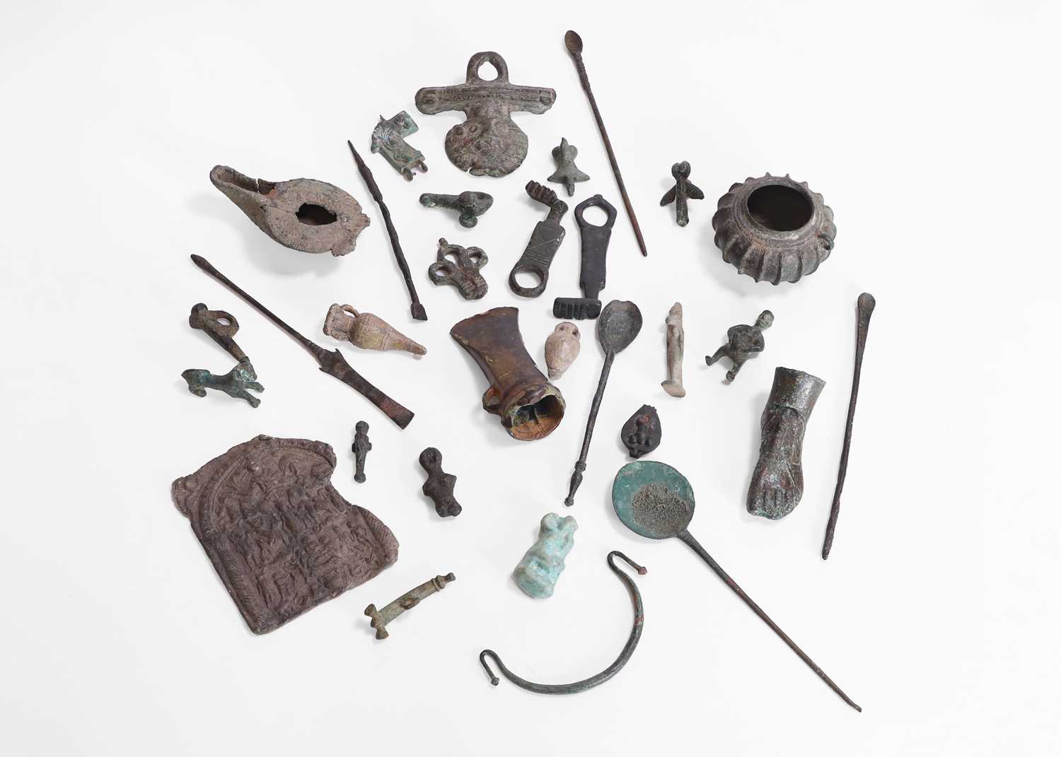 Lot 370 - A group of Roman and later metal and faience