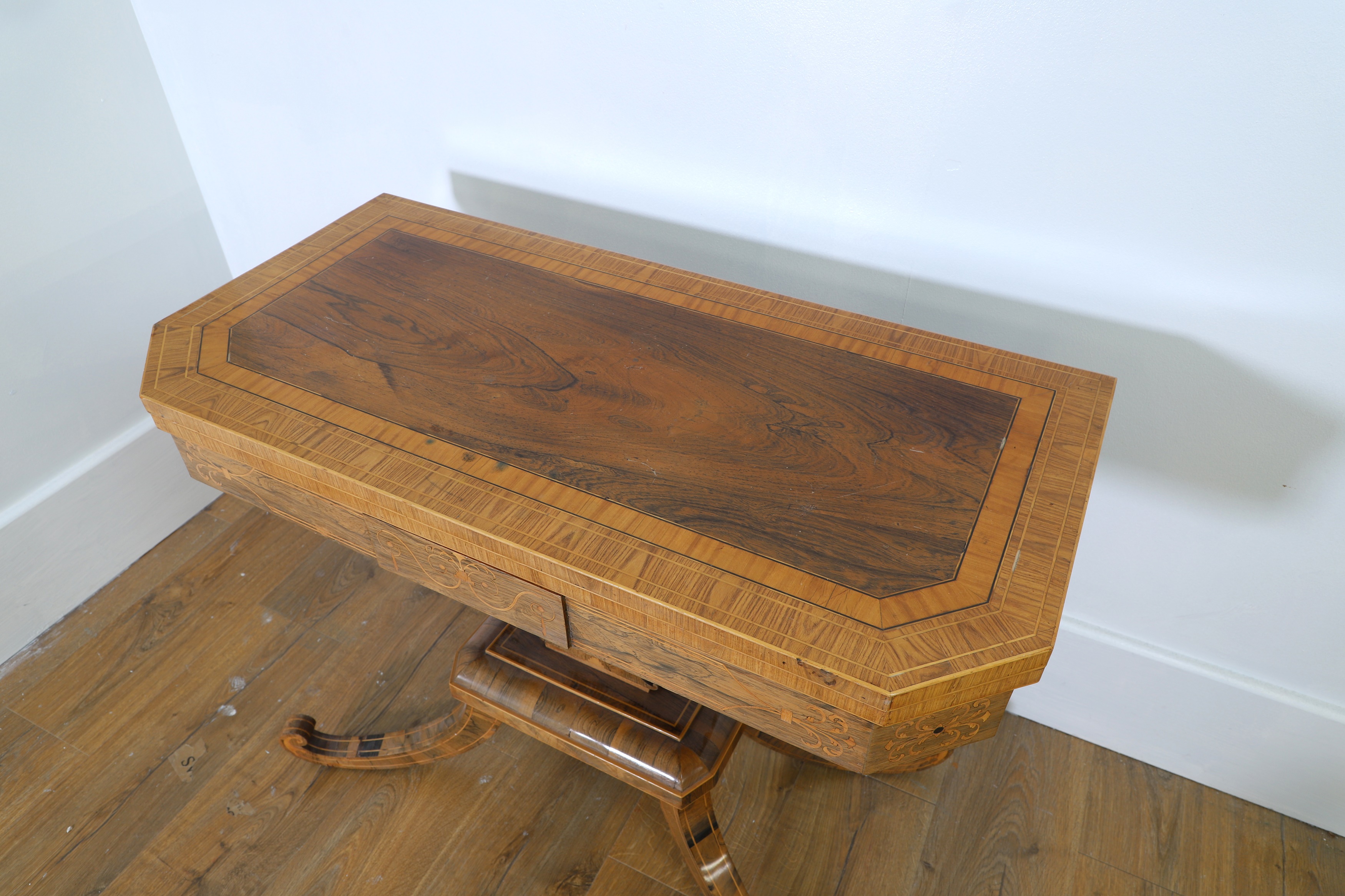 Lot 493 - A rosewood inlaid card table,