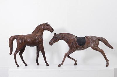Lot Two leather horses