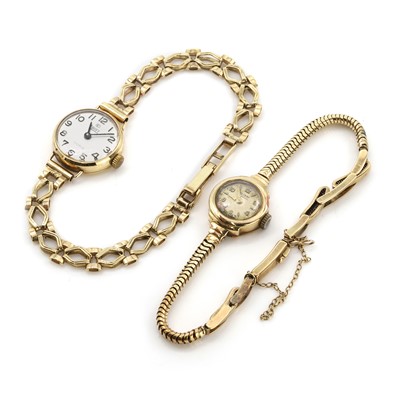 Lot 586 - Two 9ct gold ladies' mechanical bracelet watches