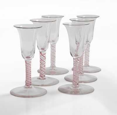 Lot 29 - A set of six colour-twist wine glasses
