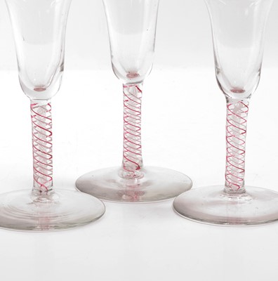Lot 29 - A set of six colour-twist wine glasses