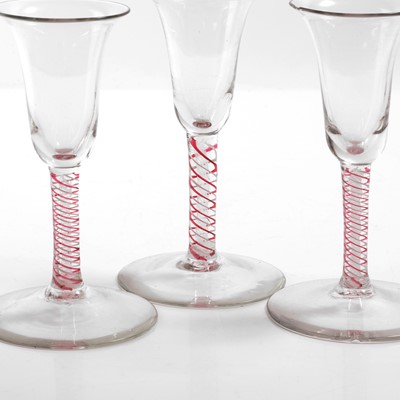 Lot 29 - A set of six colour-twist wine glasses
