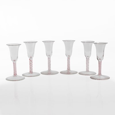 Lot 29 - A set of six colour-twist wine glasses