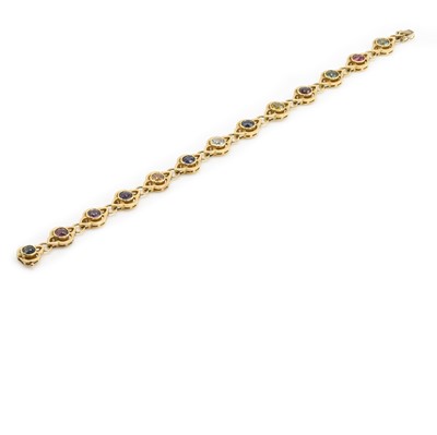 Lot 67 - A multi-gem line bracelet, c.1930s