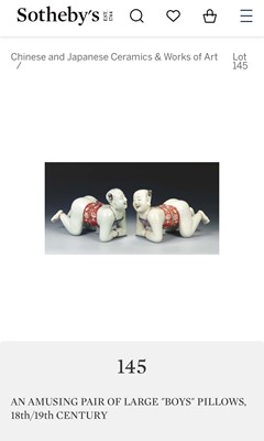 Lot 56 - An amusing pair of large Chinese famille rose pillows