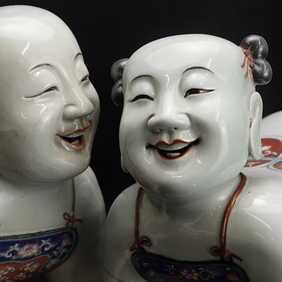 Lot 56 - An amusing pair of large Chinese famille rose pillows