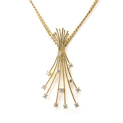 Lot 234 - A gold diamond pendant and chain