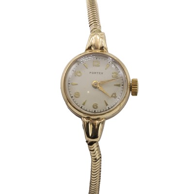 Lot 573 - A 9ct gold Fortex mechanical bracelet watch