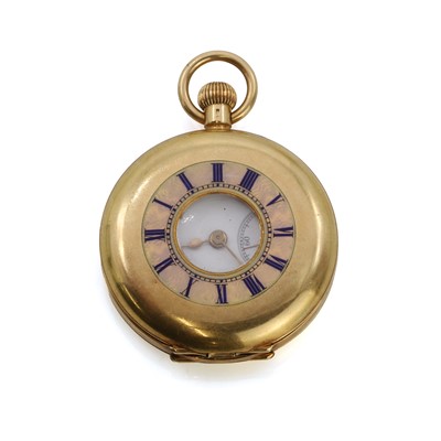 Lot 544 - An 18ct gold side wind half hunter pocket watch