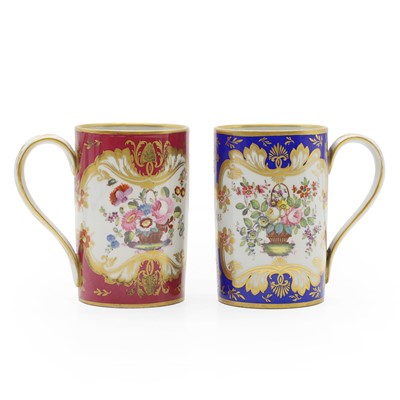 Lot 103 - A near pair of Rockingham mugs