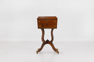 Lot 251 - A Regency rosewood and cut-brass teapoy