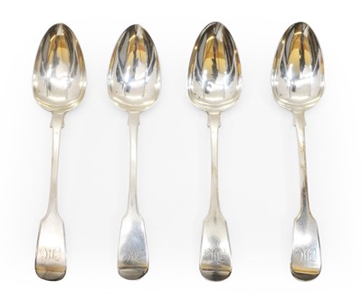 Lot 28 - A group of four silver fiddle pattern tablespoons