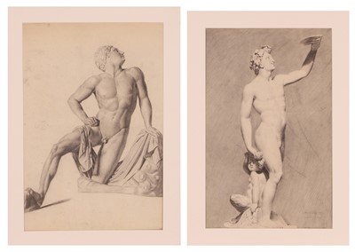 Lot 134 - Two large pencil drawings of naked men