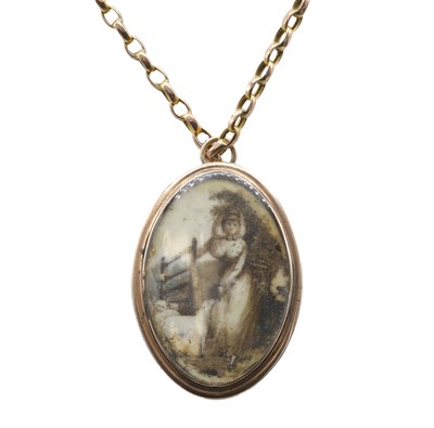 Lot 2 - A Georgian sepia miniature mourning pendant/brooch