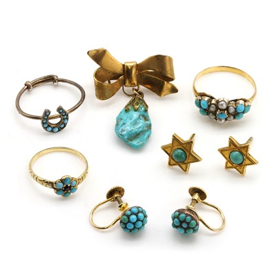 Lot 389 - A group of antique and later turquoise jewellery