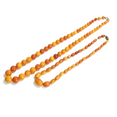 Lot 327 - Two amber bead necklaces