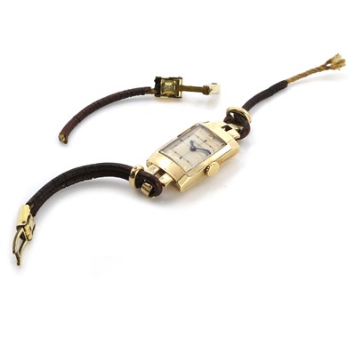 Lot 588 - A ladies' 9ct gold Jaeger-LeCoultre mechanical strap watch