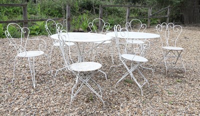 Lot 612 - A French wirework garden table and chairs