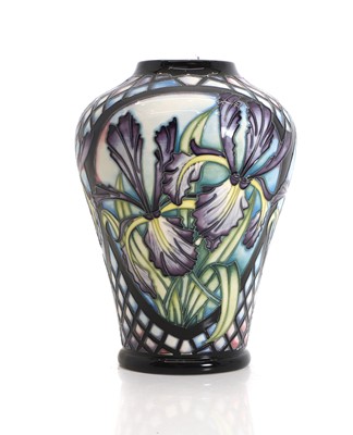 Lot 249 - A Moorcroft pottery 'Siberian Iris' pattern vase