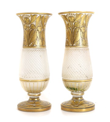 Lot 268 - A pair of cut glass and gilded vases