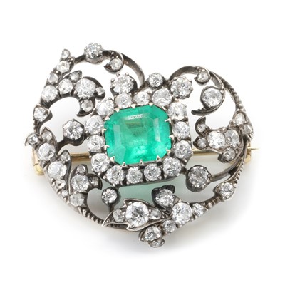 Lot 47 - An emerald, diamond and cultured pearl necklace, c.1890-1900 and later