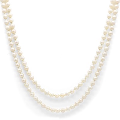 Lot 47 - An emerald, diamond and cultured pearl necklace, c.1890-1900 and later